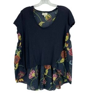 3/20 Deletta Floral Silver FernTop Anthro